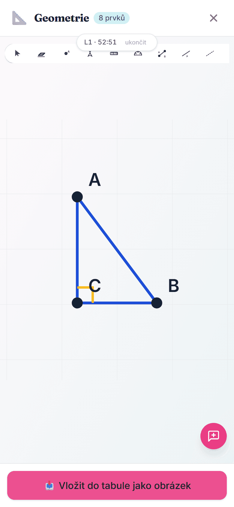 Doucik's construction board — a right-angled triangle ABC